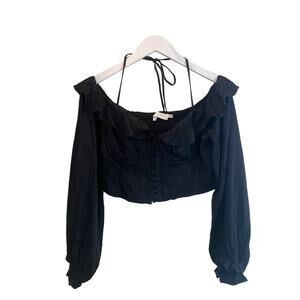 ASTR the label black satin blouse